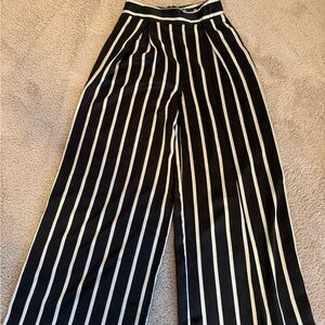 Missguided Black and White Striped Wide-Leg Pants
